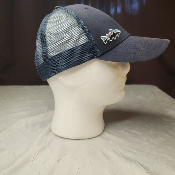 Patagonia Mens Fitz Roy Trout Trucker Hat Cap Blue Fish Adjustable Snapback Mesh - Picture 3 of 7